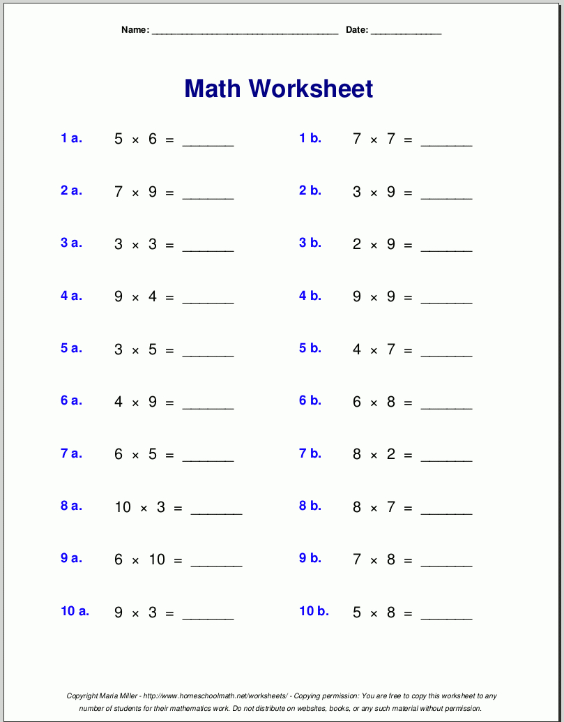 Grade 4 Multiplication Worksheets | Printable 4Th Grade Multiplication Worksheets