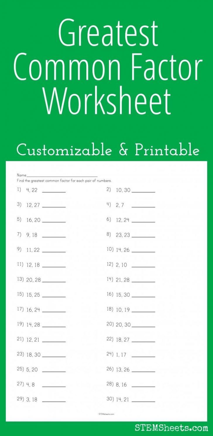 Factoring And Multiples Worksheets Pdf