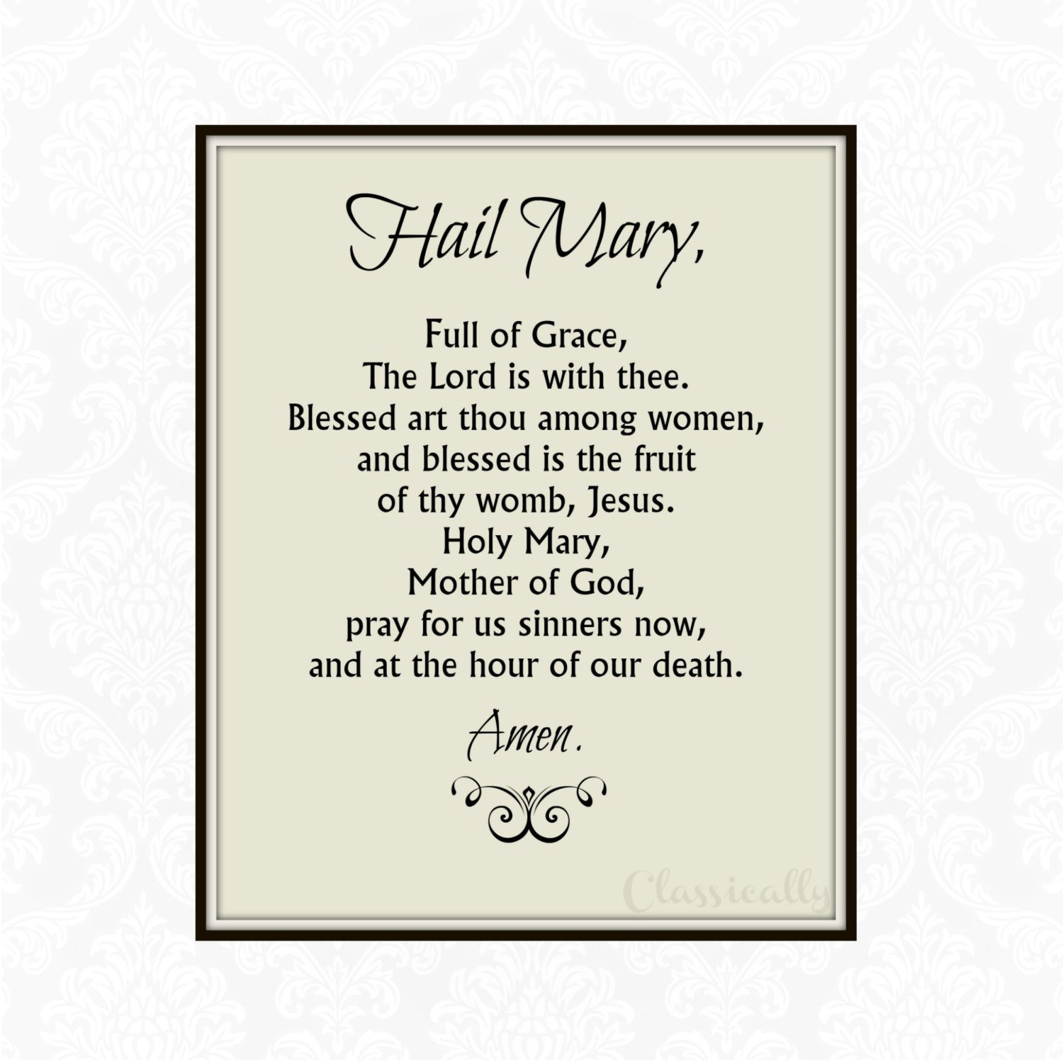 Hail Mary Prayer Printable – Printall | Free Printable Rosary Worksheets