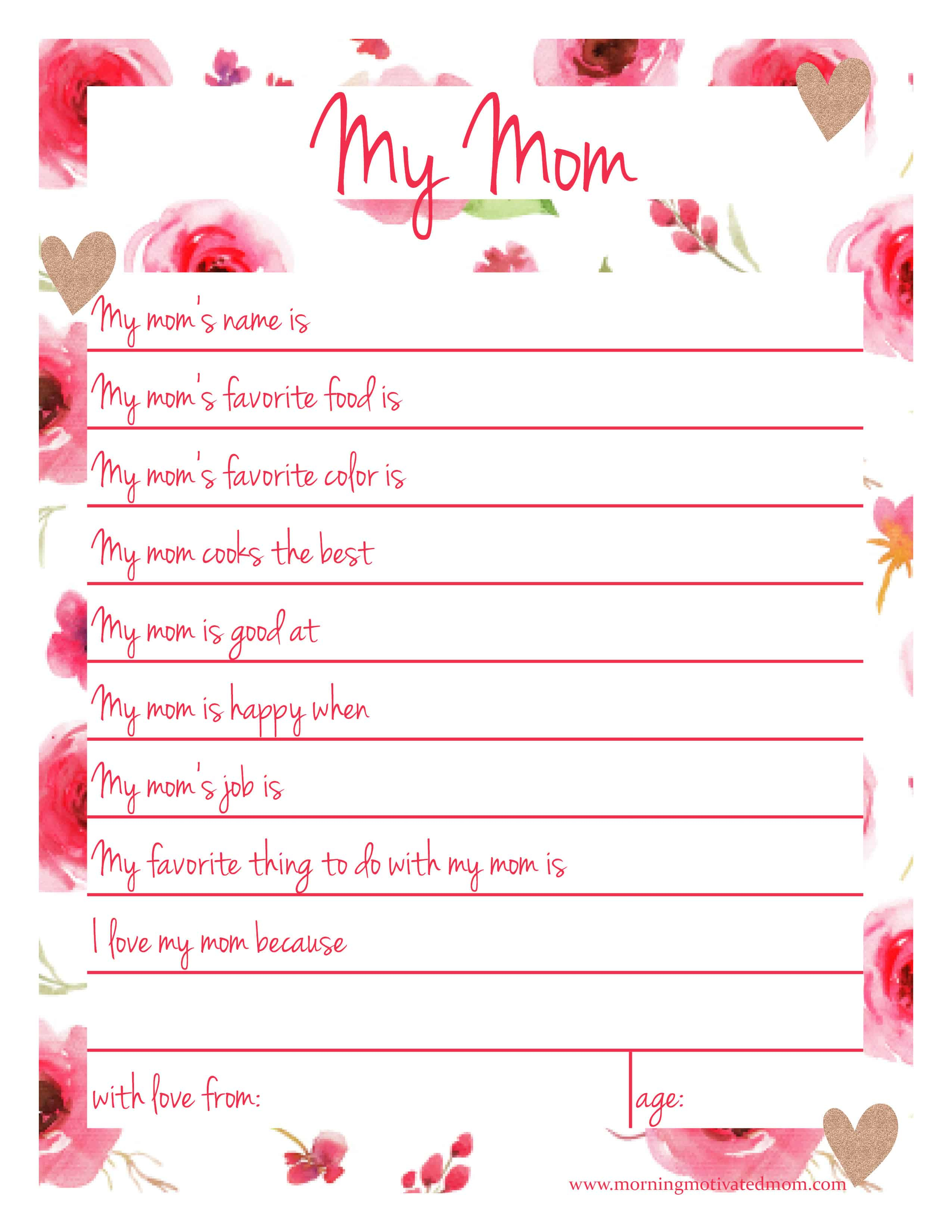 Handmade Gift For Mom - My Mom Printable Page – Morning Motivated Mom | Are You My Mother Printable Worksheets