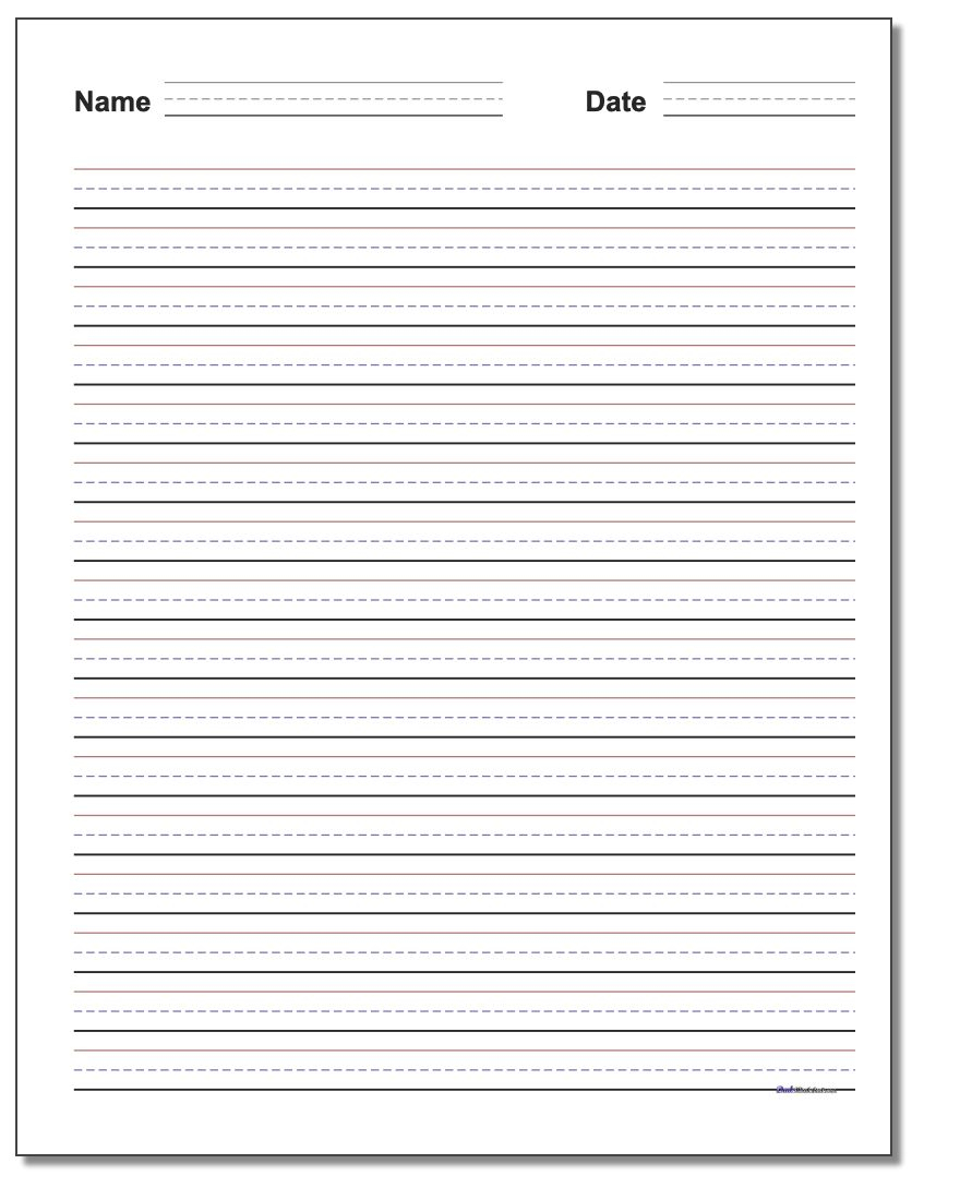 Handwriting Paper | Blank Handwriting Worksheets Printable Free