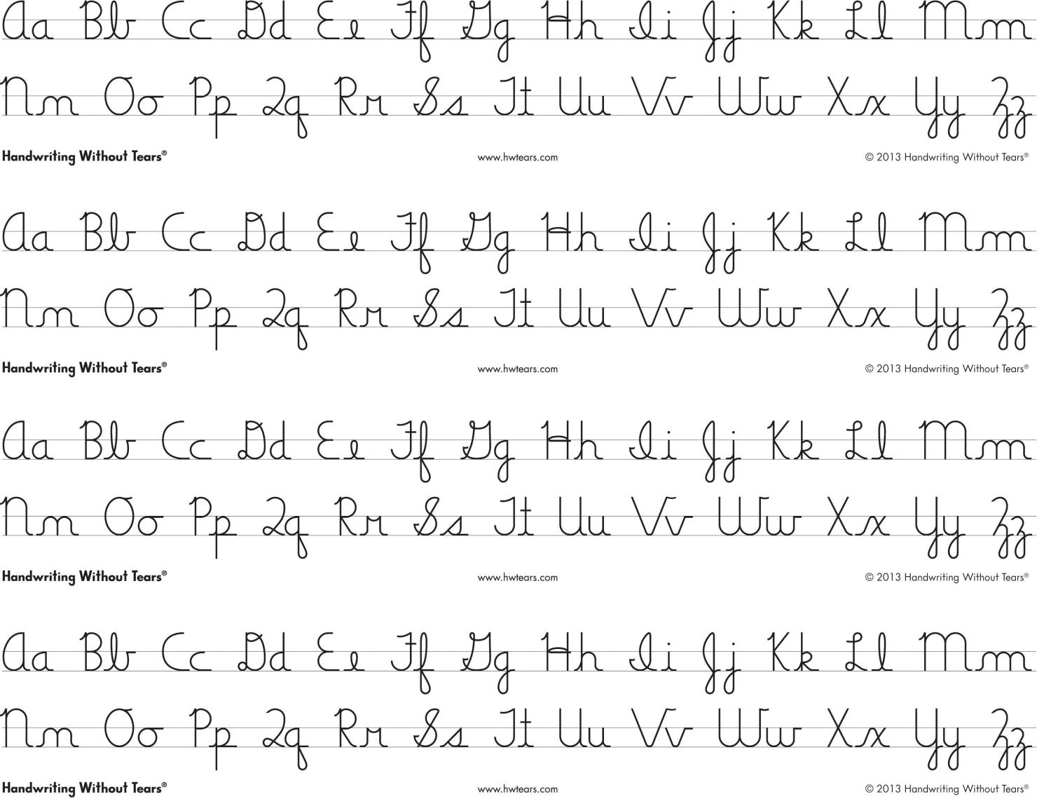 Handwriting Without Tears Cursive Alphabet Desk Sheets, 4 Strips Per | Handwriting Without Tears Worksheets Free Printable