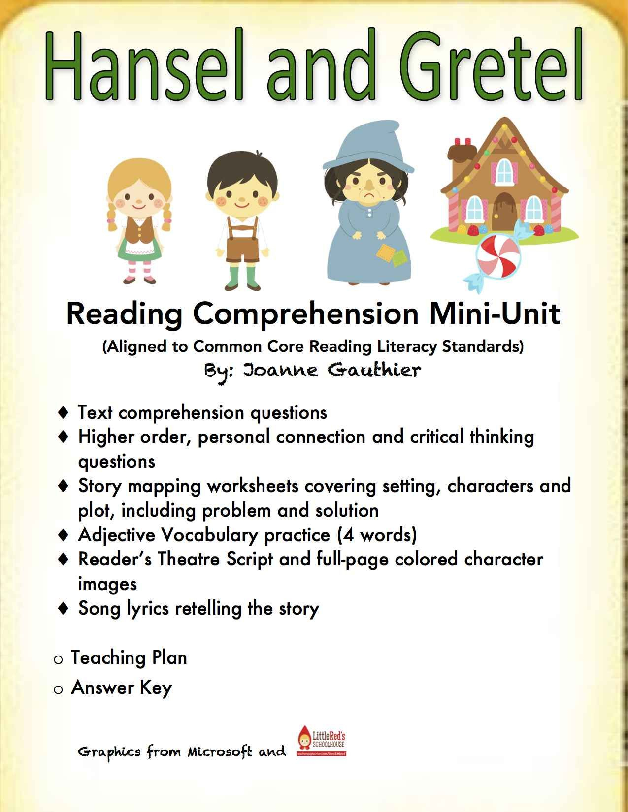 Hansel And Gretel - A Fairy Tale Reading Comprehension Unit | Hansel And Gretel Printable Worksheets