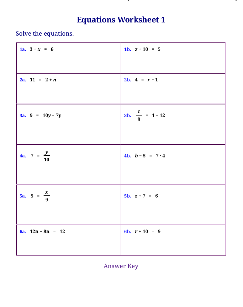Homeschool Math Blog: Free Worksheets For Linear Equations (Pre | Printable Solving Equations Worksheets