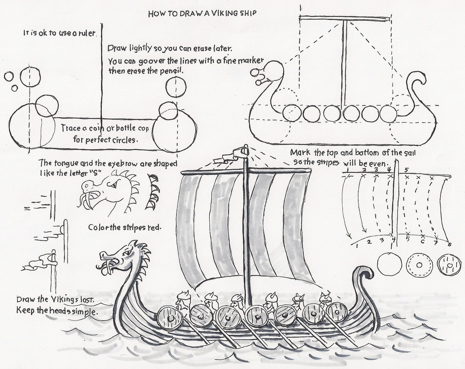 How To Draw Worksheets For The Young Artist: How To Draw A Viking | Viking Worksheets Printable