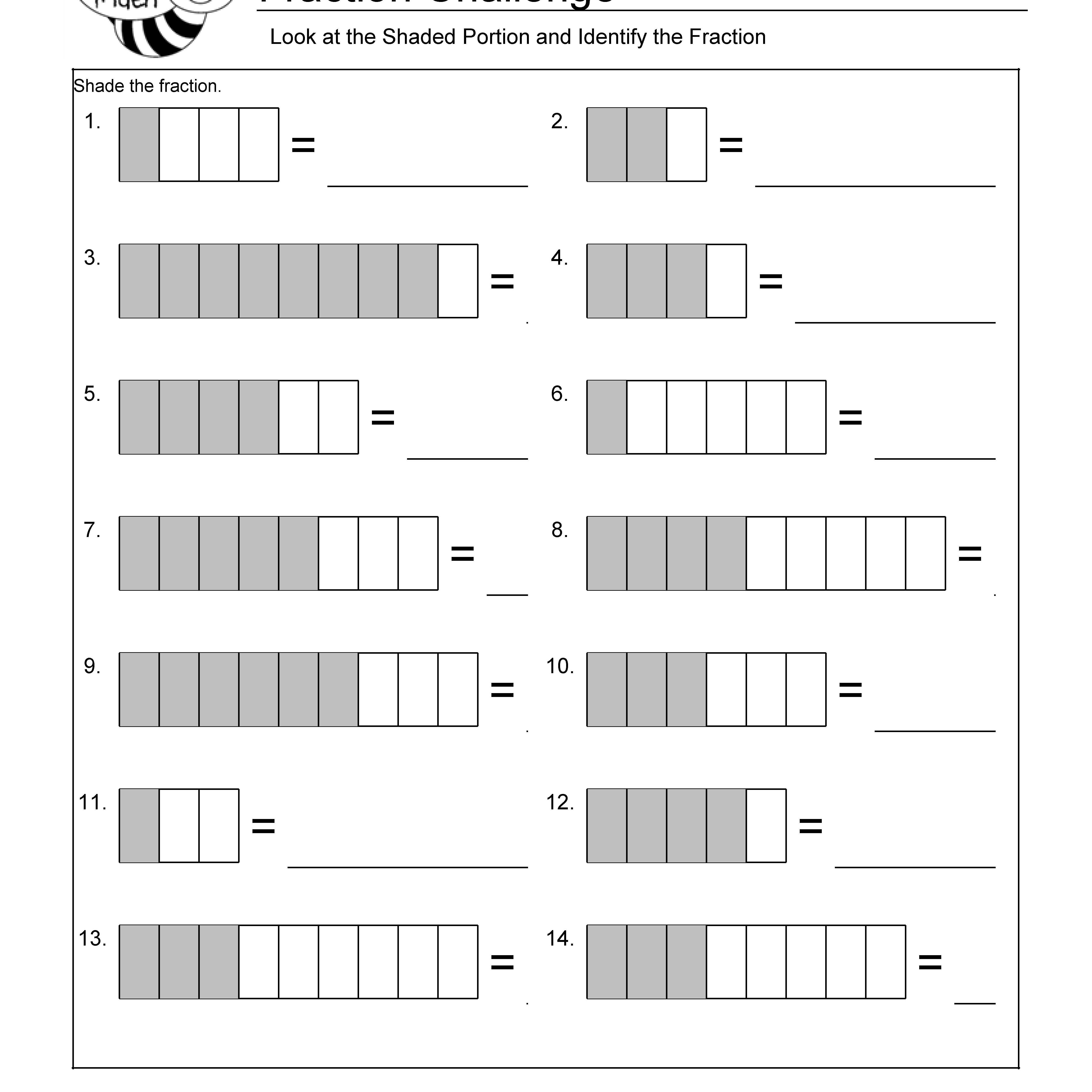 Identify The Fraction Worksheet 1 Of 10 | Printable Fraction Worksheets
