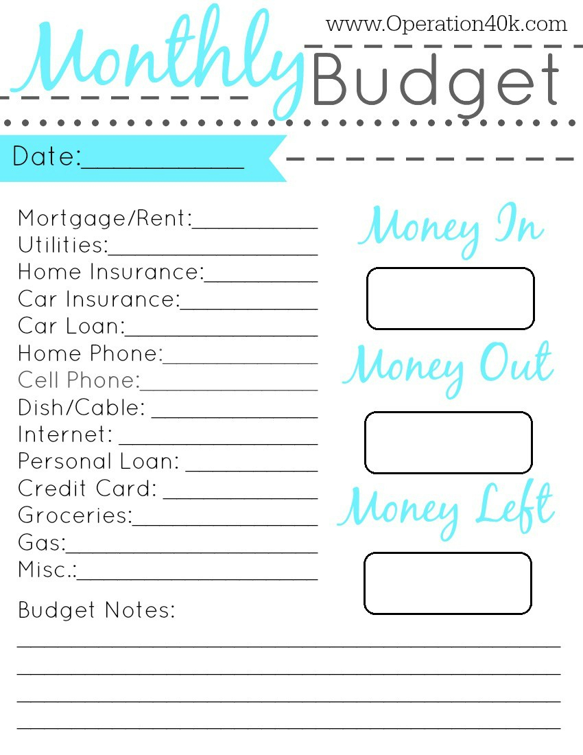 Impressive Simple Budget Template Printable Ideas Weekly Form | Simple Budget Worksheet Printable