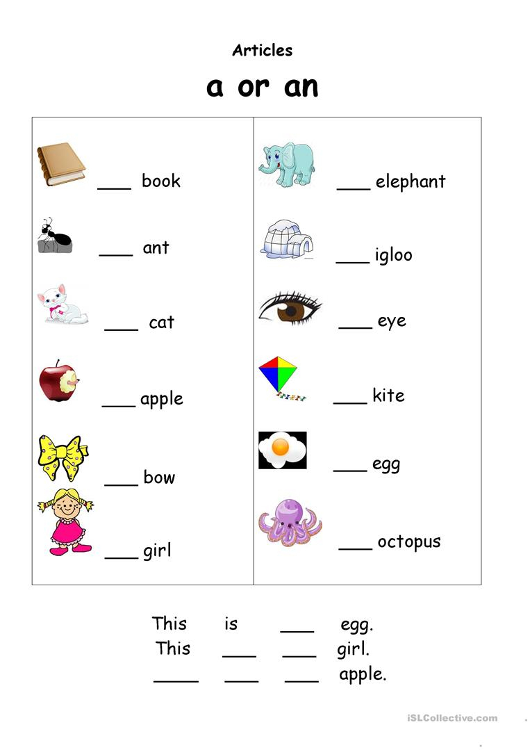 Grammar For Beginners A Or An Worksheet Free Esl Printable A An 