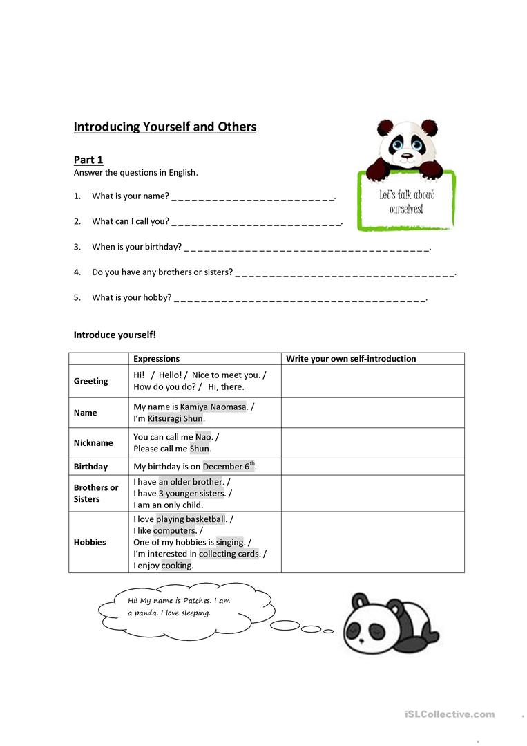 Introducing Yourself And Others Worksheet - Free Esl Printable | Introduce Yourself Printable Worksheets