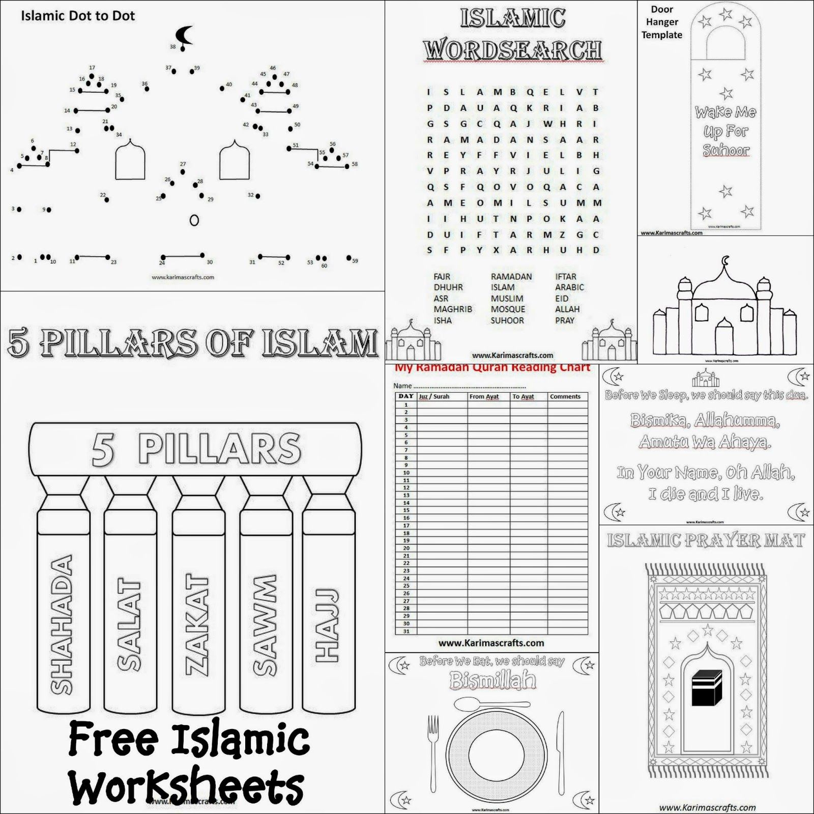 Karima&amp;#039;s Crafts: Islamic Placemat And Worksheets - 30 Days Of | Ramadan Worksheets Printables