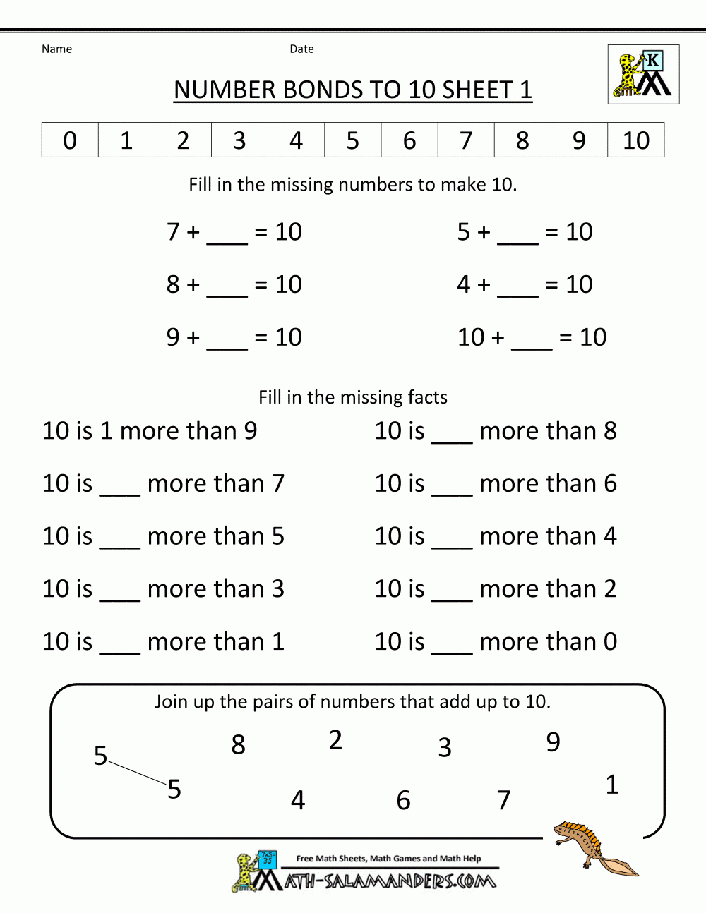 Kids : Basic Addition Facts 8 Worksheets Free Printable Additionbox2 | Printable Number Bond Worksheets