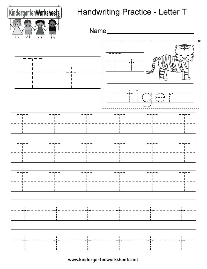 Kindergarten Free Printable Letter T Writing Practice Worksheet For | Spanish Alphabet Worksheet Printable