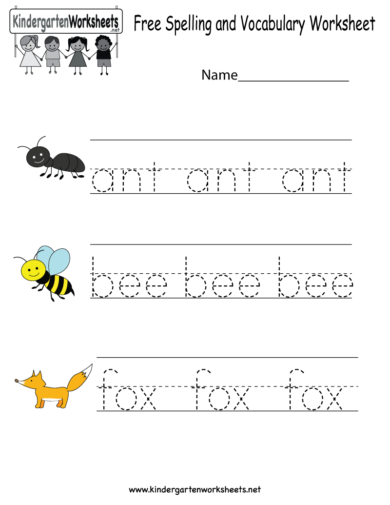 Kindergarten Free Spelling And Vocabulary Worksheet Printable | Kids | Free Printable Vocabulary Worksheets