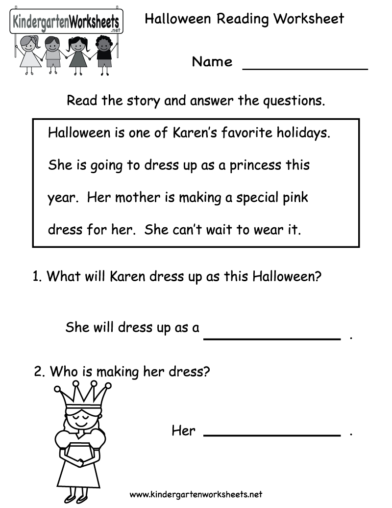 Kindergarten Halloween Reading Worksheet Printable | Free Halloween | Beginning Reading Worksheets Printable