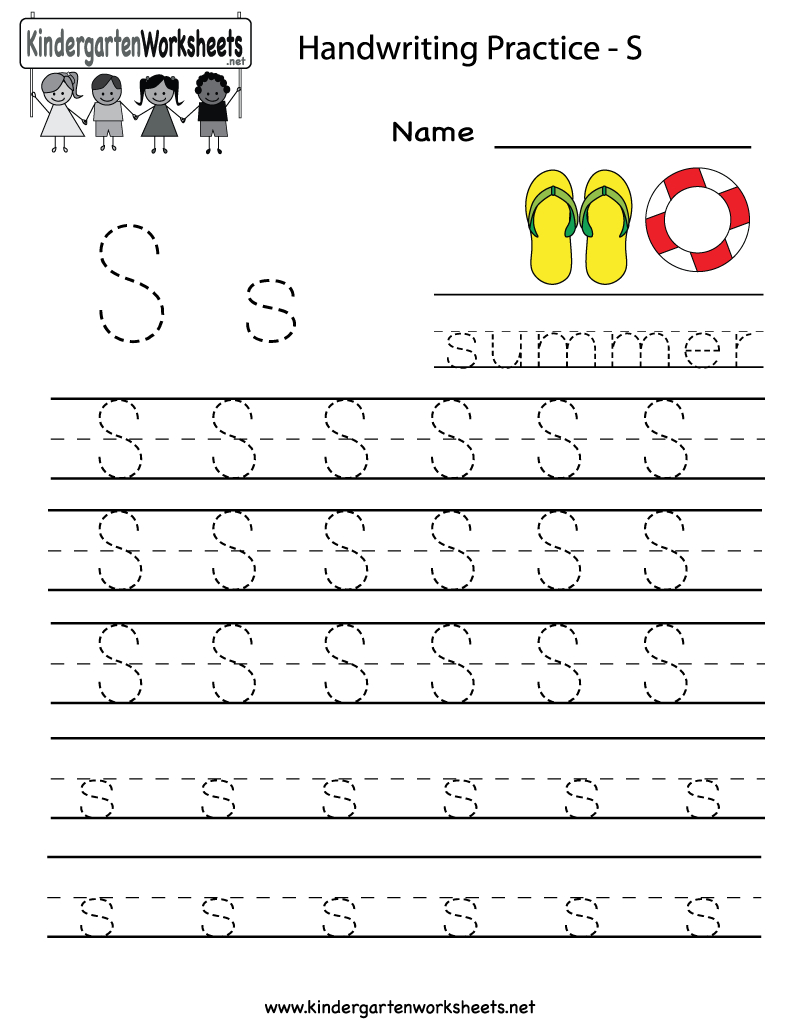 Kindergarten Letter S Writing Practice Worksheet Printable | G | Free Printable Writing Worksheets For Kindergarten