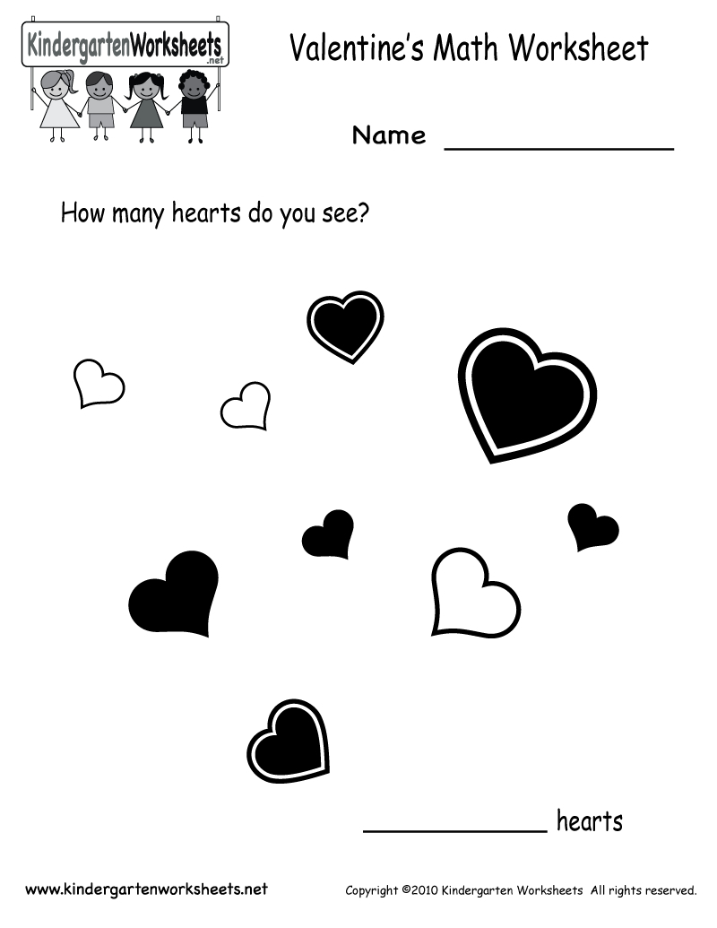 Kindergarten Valentine&amp;#039;s Day Math Worksheet Printable | Valentine&amp;#039;s | Free Printable Valentine Math Worksheets