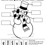 Label The Snowman" Worksheets (2 Free Printable Versions) | Prek | Snowman Worksheet Printables