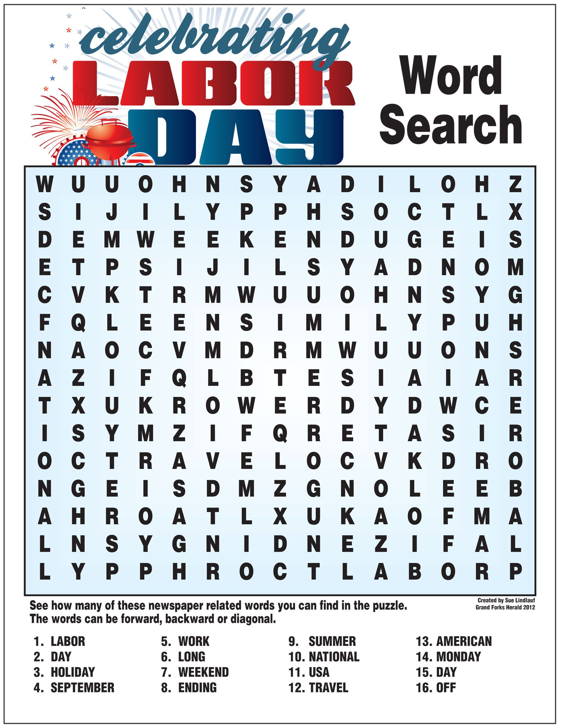 Labor Day Word Search | Activities/work Related | Labor Day Crafts | Free Printable Labor Day Worksheets