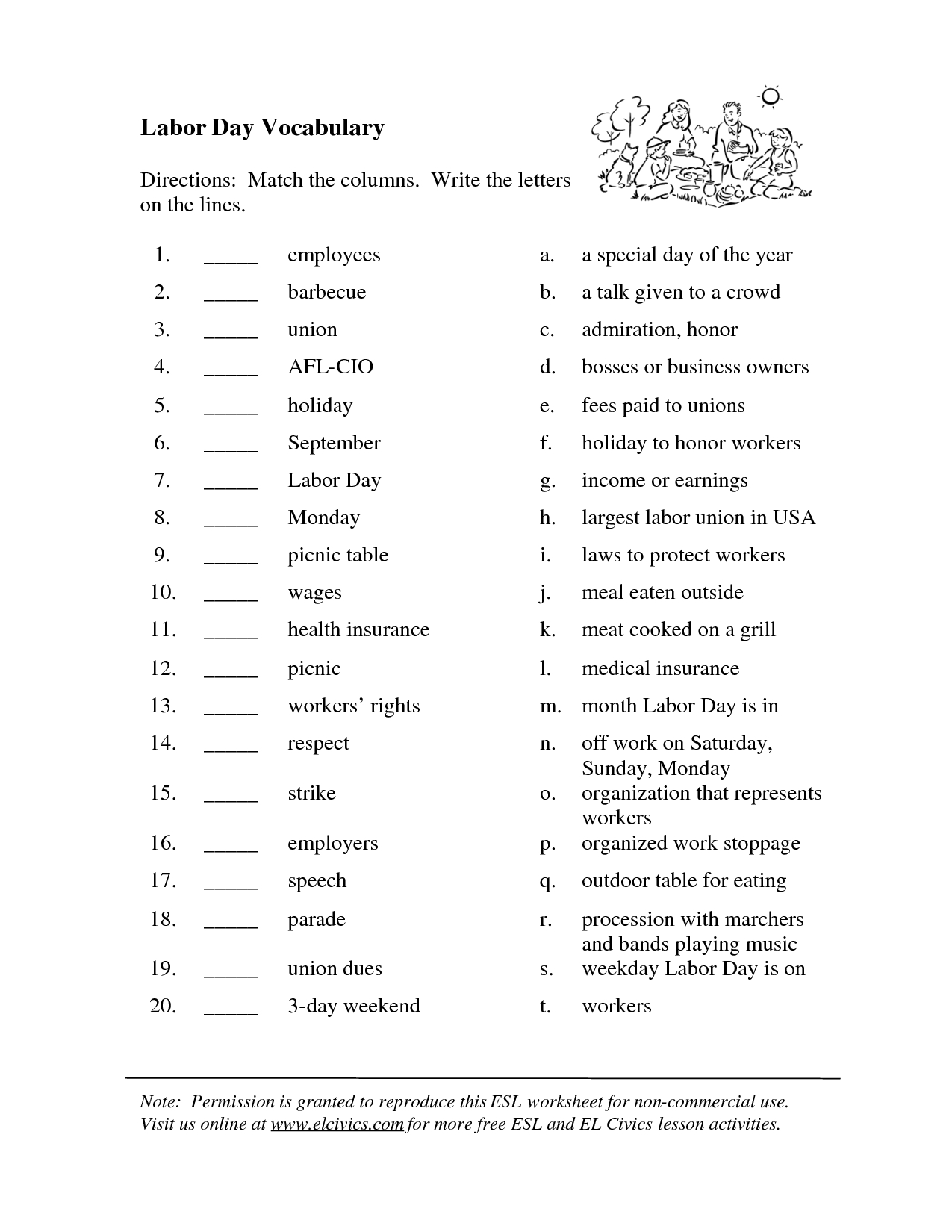 Free Printable Labor Day Worksheets Printable Worksheets