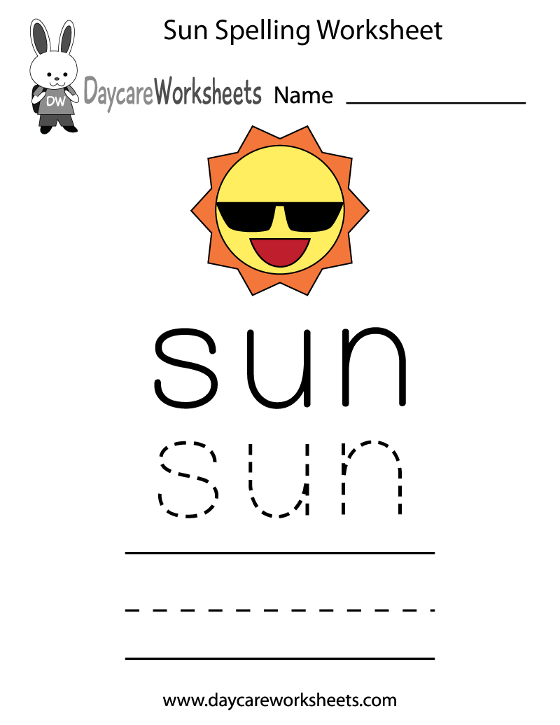 Learn And Practice How To Spell The Word Sun Using This Printable | Daycare Worksheets Printable