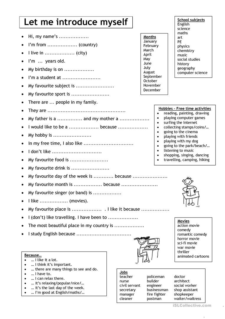 Let Me Introduce Myself Worksheet - Free Esl Printable Worksheets | Introduce Yourself Printable Worksheets