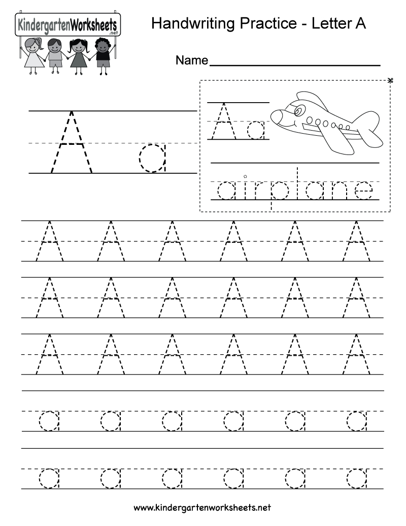 Letter A Writing Practice Worksheet - Free Kindergarten English | Kindergarten Worksheets Printable Writing