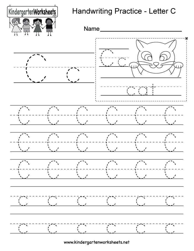 Letter C Writing Practice Worksheet - Free Kindergarten English | Kindergarten Worksheets Printable Writing