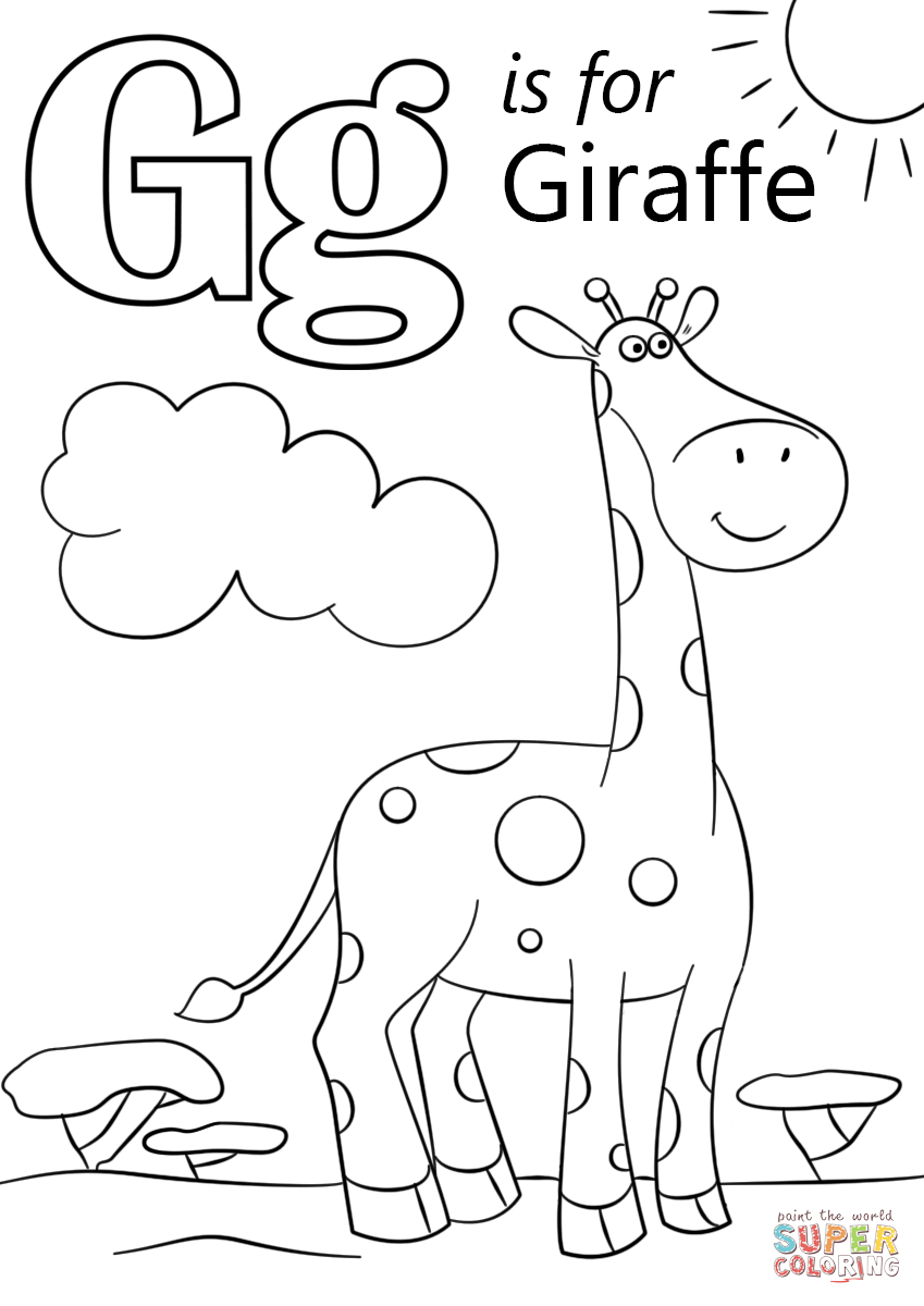 Letter G Is For Giraffe Coloring Page | Free Printable Coloring Pages | Free Printable Color By Letter Worksheets