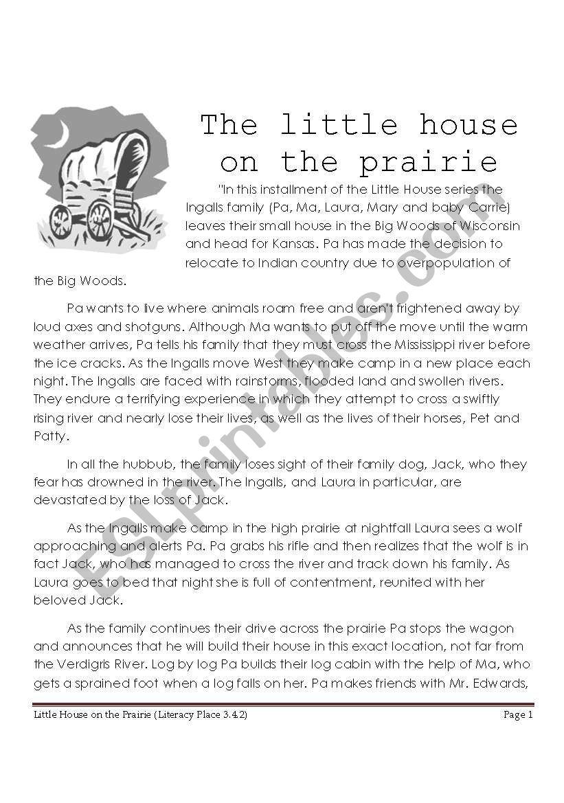 Little House On The Prairie - Esl Worksheetlilacrose | Little House On The Prairie Printable Worksheets