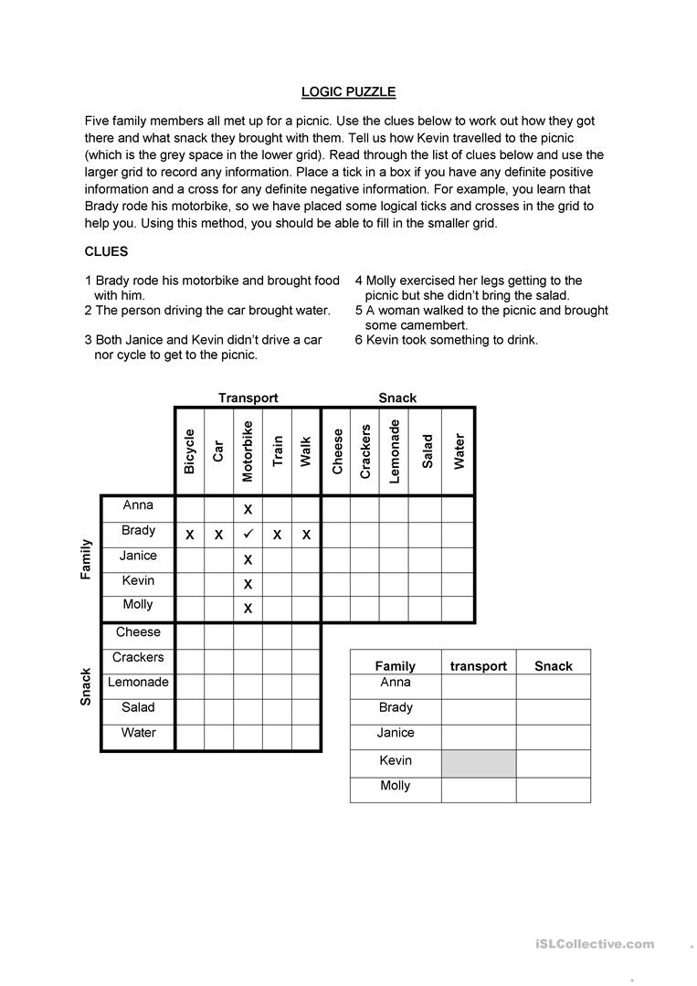 Logic Puzzles Printable Worksheets Printable Worksheets