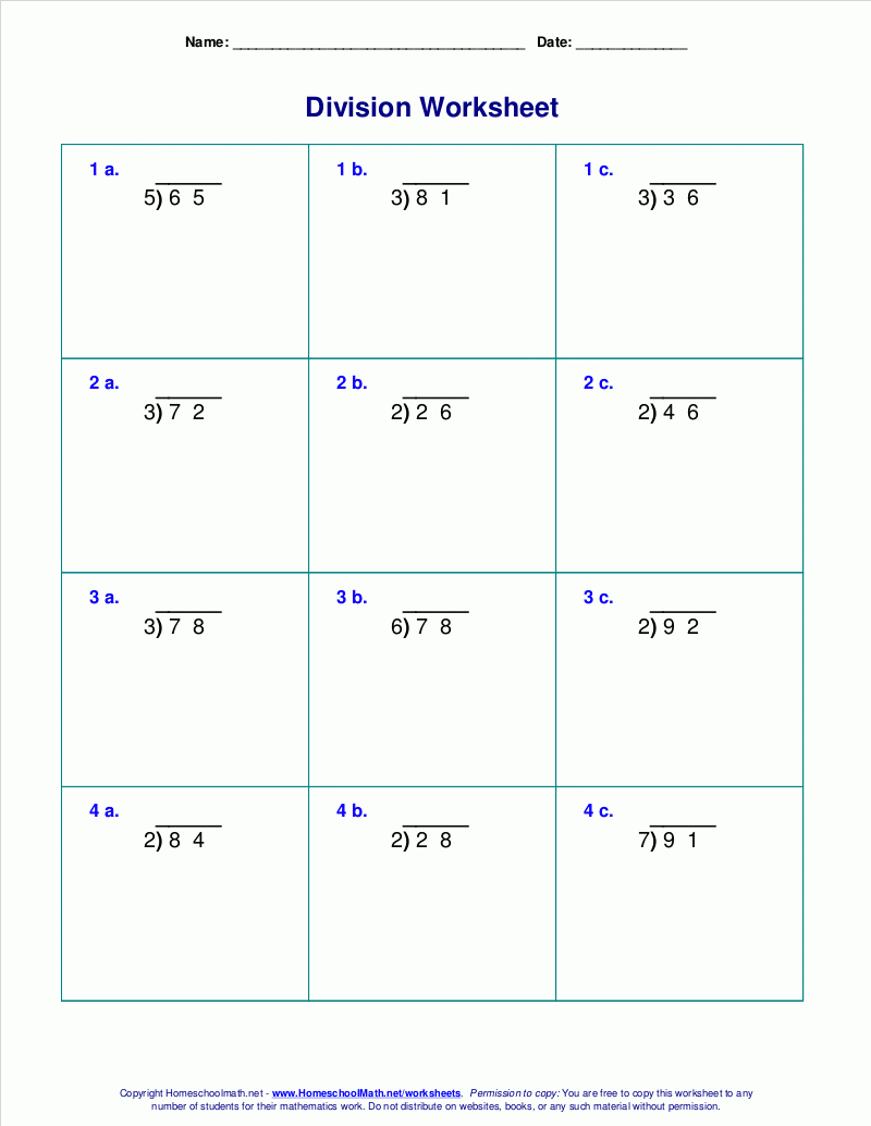 Long Division Worksheets For Grades 4-6 | 4Th Grade Division Printable Worksheets