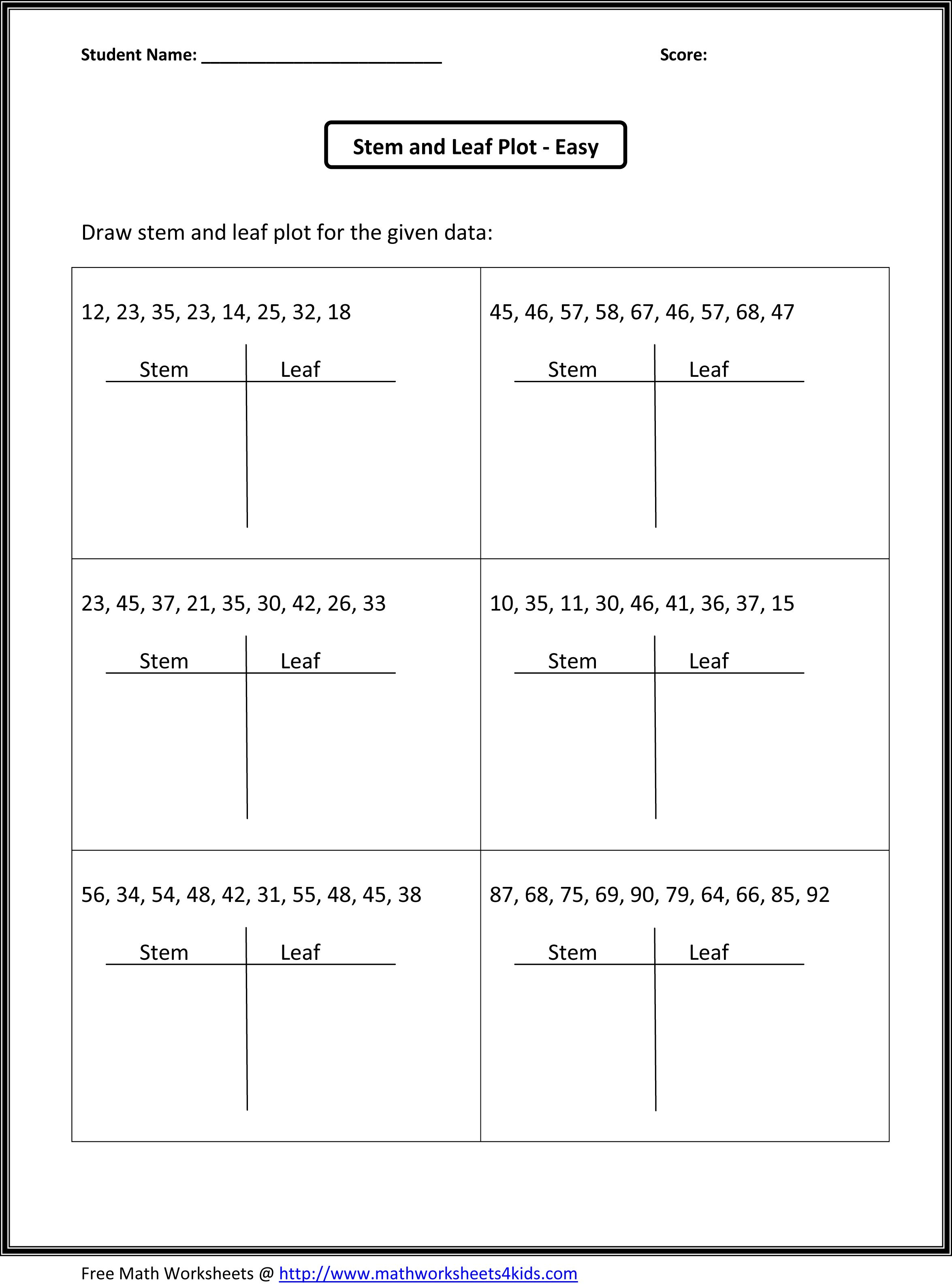 Many Types Of Work Sheets With Answers | How To Write An Essay | 7Th | Stem And Leaf Plot Printable Worksheets
