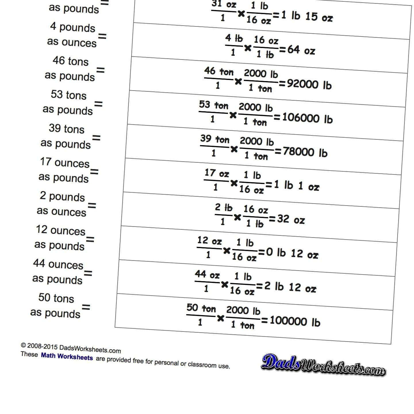 Mass Unit Conversion Worksheets Great For Math And Physics | Free Printable Physics Worksheets