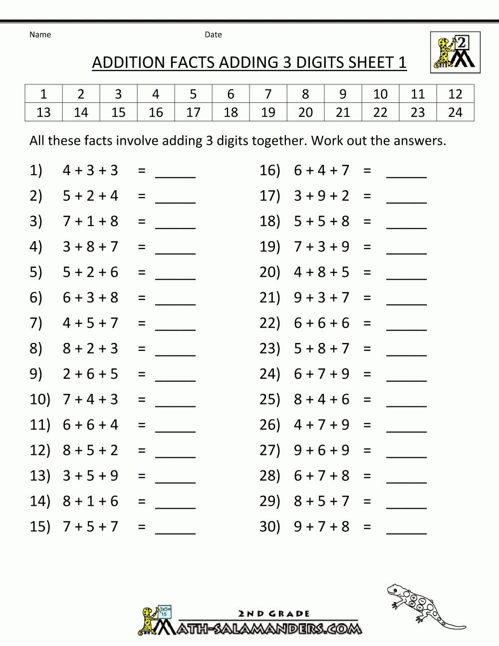 Math Addition Facts To 20+20 | Addition Facts To 20 Printable Worksheets