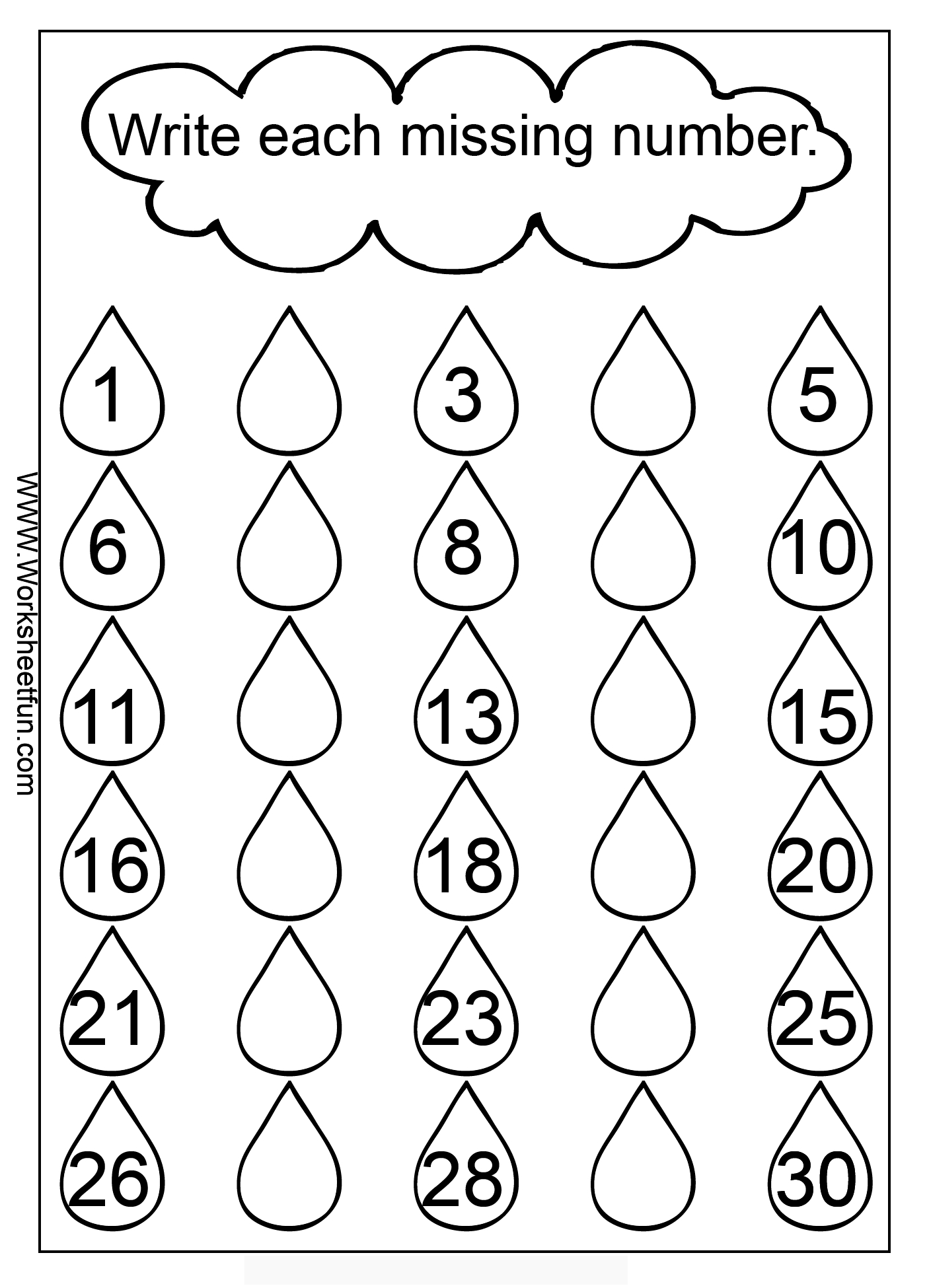 Missing Numbers 1-30 (Three Worksheets) | Kindergarten Worksheets | Free Printable Missing Number Worksheets