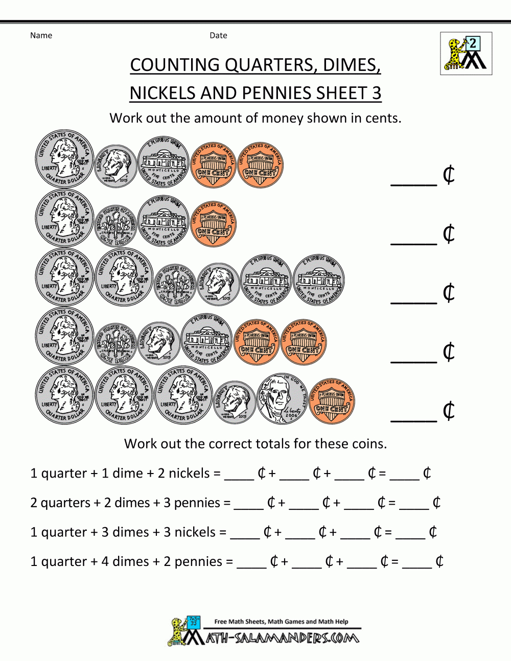 Money Worksheets For Kids 2Nd Grade | Printable Money Math Worksheets
