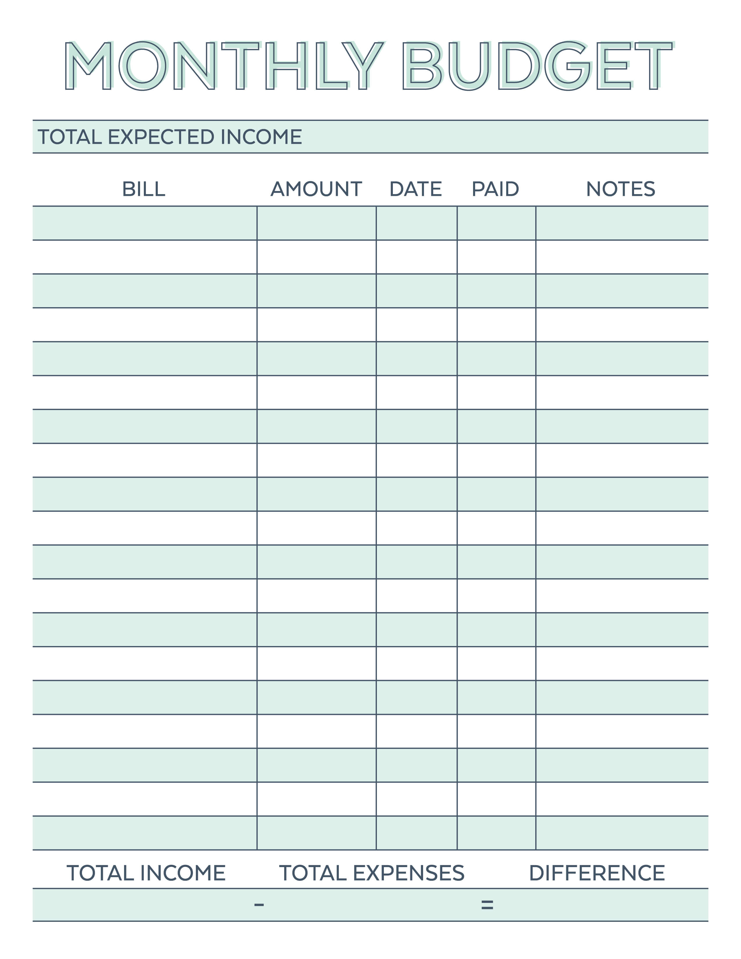 Monthly Budget Planner - Free Printable Budget Worksheet | Monthly Spending Worksheet Printable