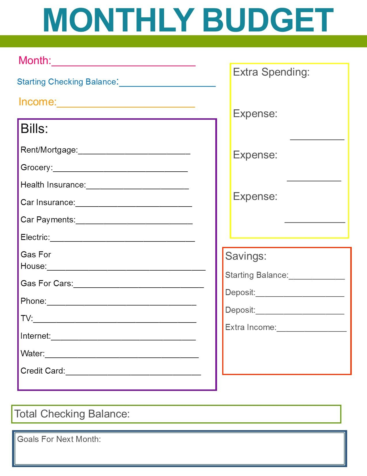 easy budget worksheet printable