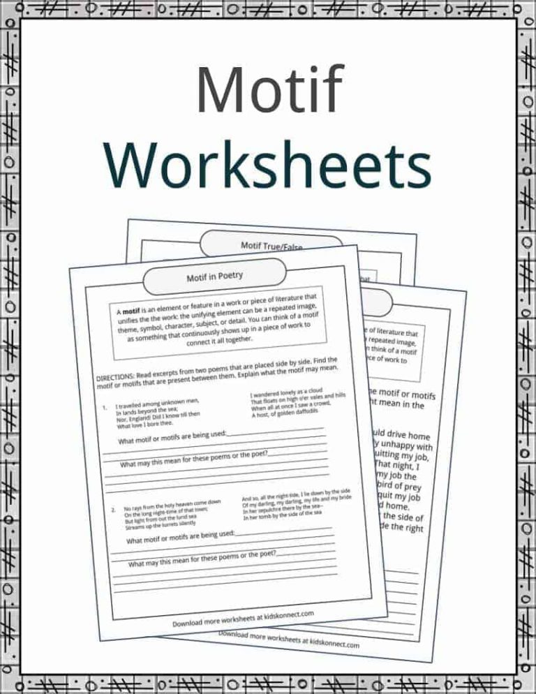 Motif Examples, Definition And Worksheets | Kidskonnect | Printable