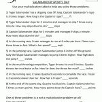 Multiplication Word Problems Multiplication 1 Salamander Sports Day | Third Grade Math Word Problems Printable Worksheets