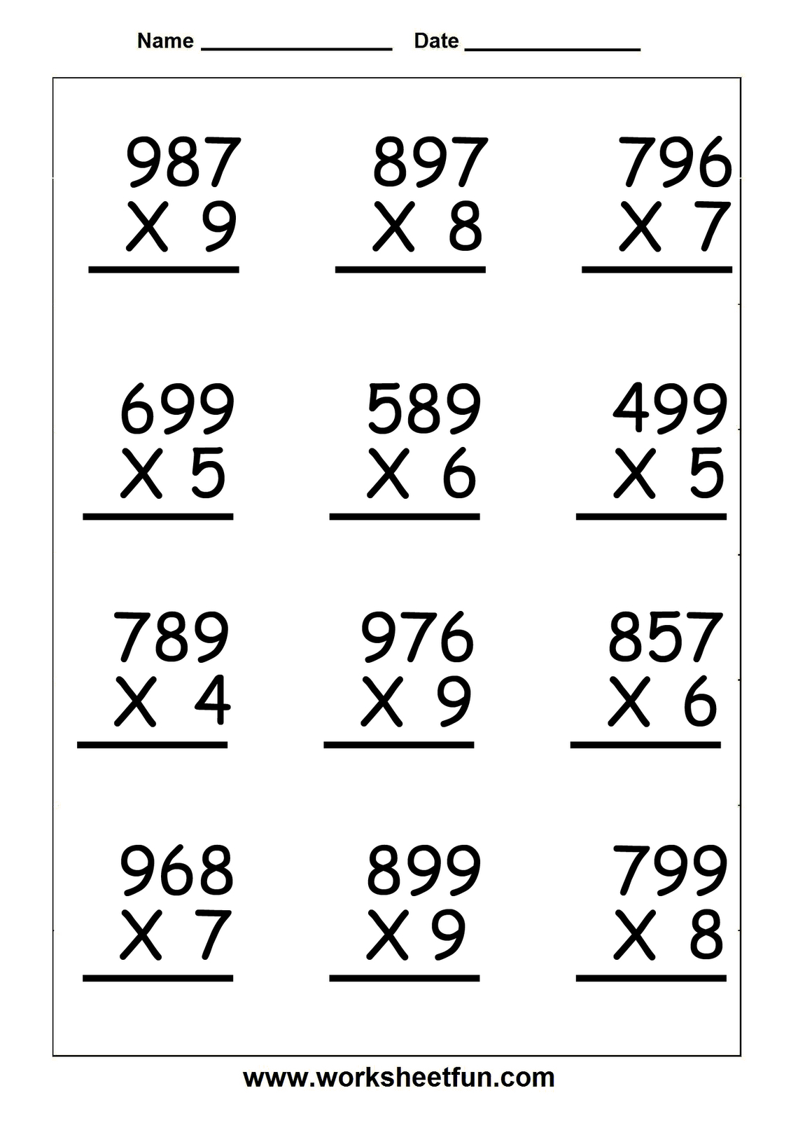Multiplication Worksheets For 5Th Grade | Worksheetfun - Free | 5Th Grade Math Multiplication Worksheets Printable