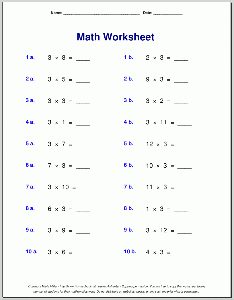 Multiplication Worksheets For Grade 3 | Printable Multiplication Worksheets