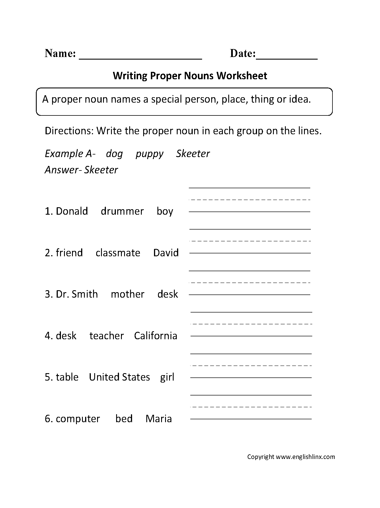 Nouns Worksheets | Proper And Common Nouns Worksheets | Common And Proper Nouns Printable Worksheets