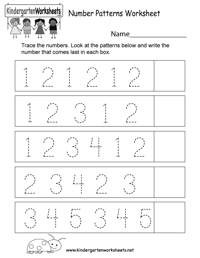 Number Patterns Worksheet - Free Kindergarten Math Worksheet For Kids | Printable Number Pattern Worksheets
