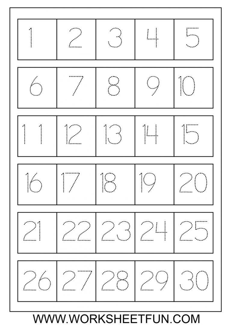 Number Tracing 1-30 - Review Work | Teaching: Math | Pinterest | Free ...