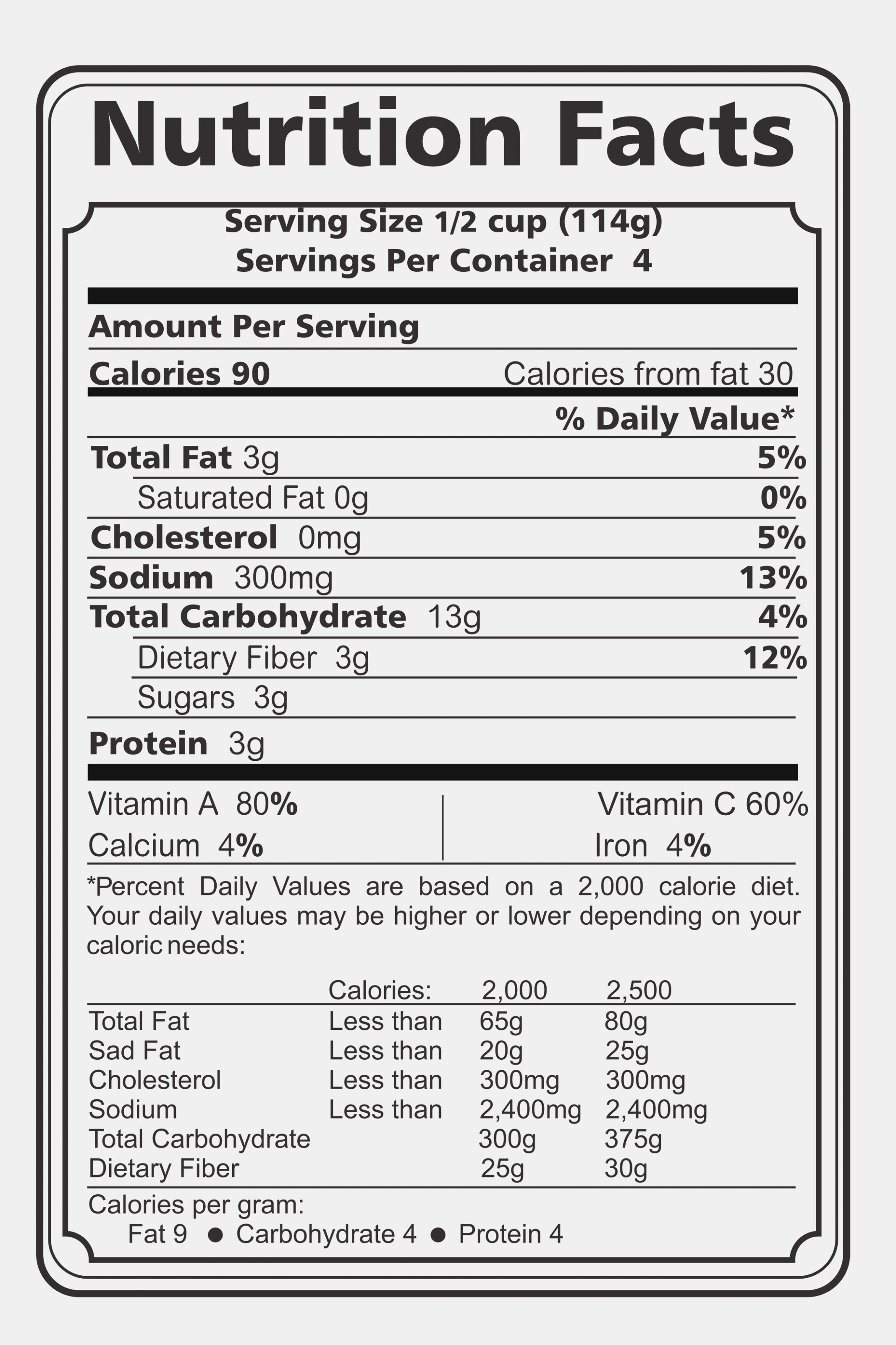 Nutrition Services Printable Facts For Food