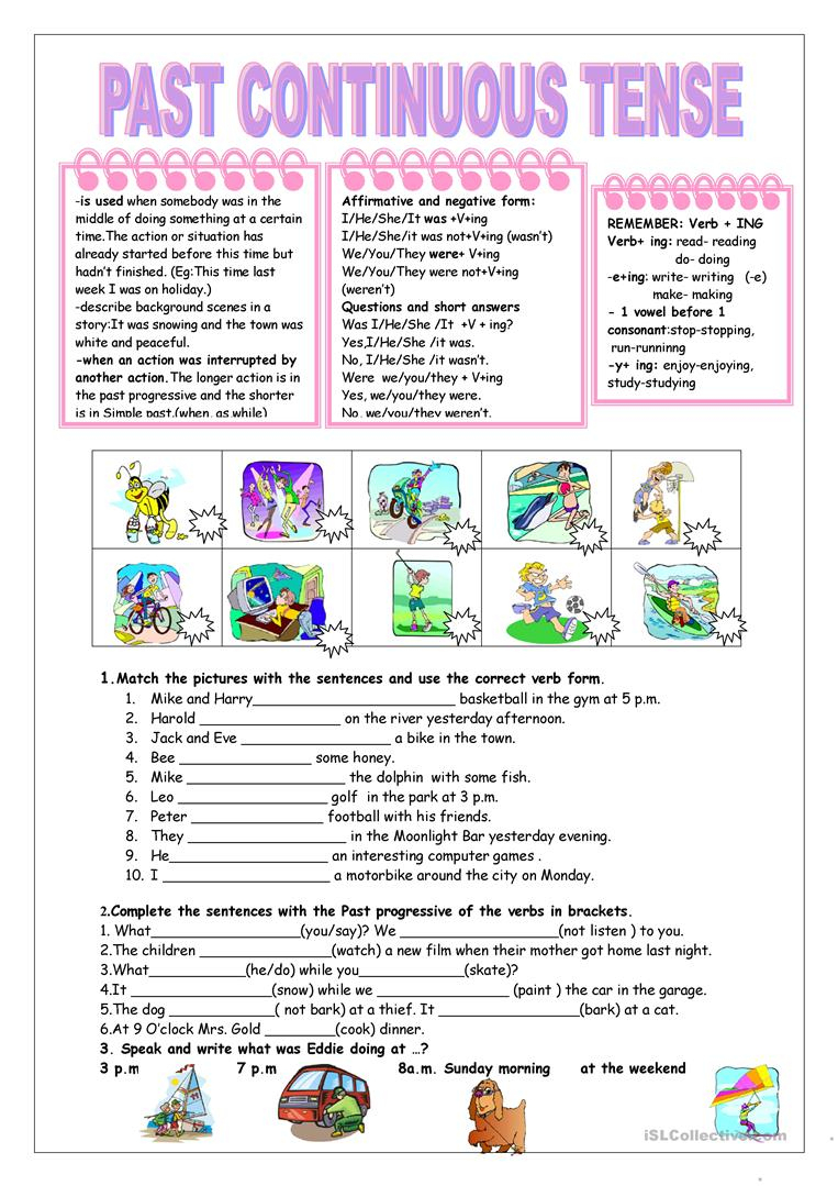 Past Continuous Tense With Key Fully Editable Worksheet Past Progressive Tense