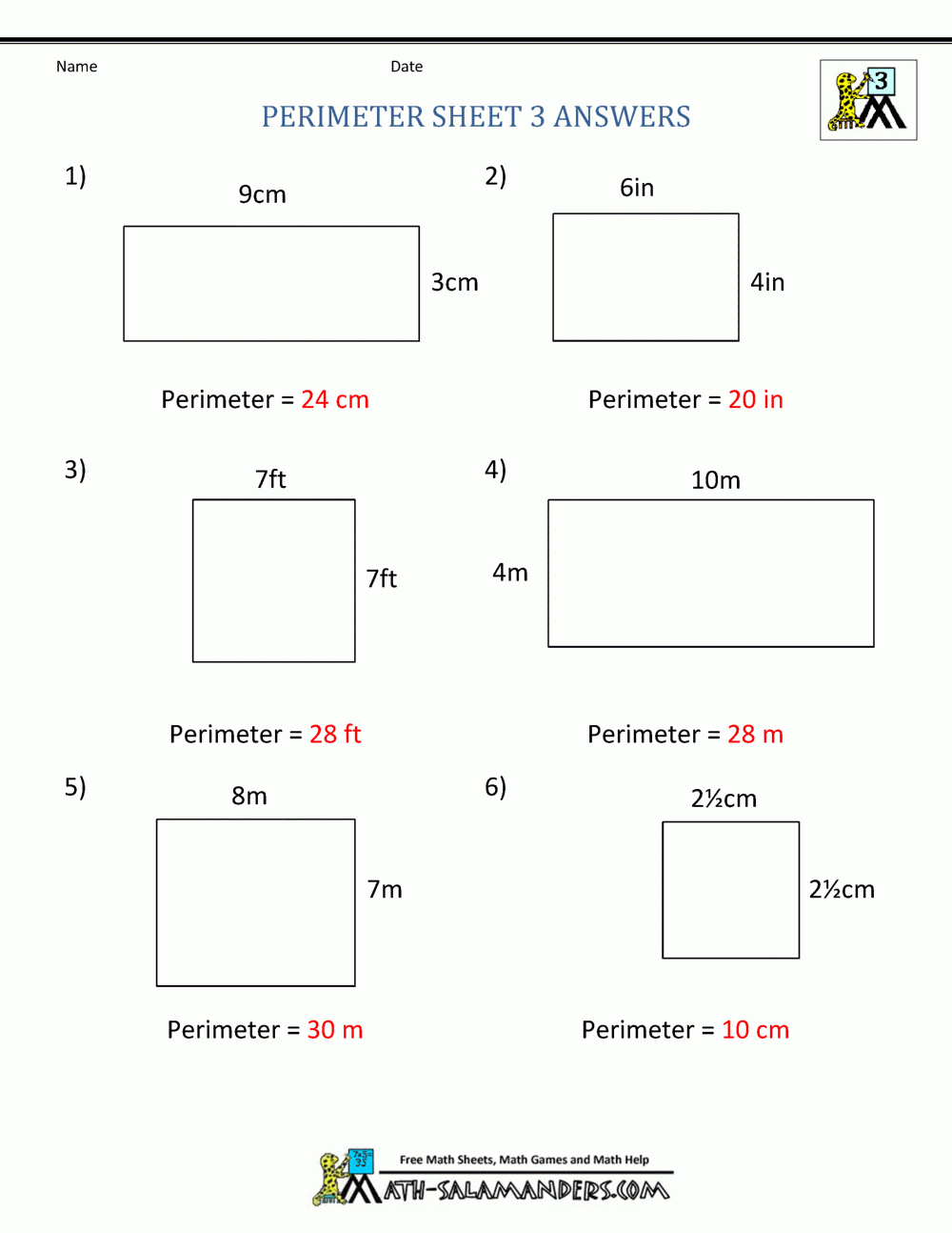 Perimeter Worksheets | 7Th Grade Math Worksheets Printable Pdf