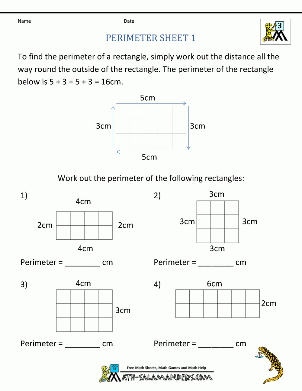 Perimeter Worksheets | Grade 3 Maths Worksheets Printable