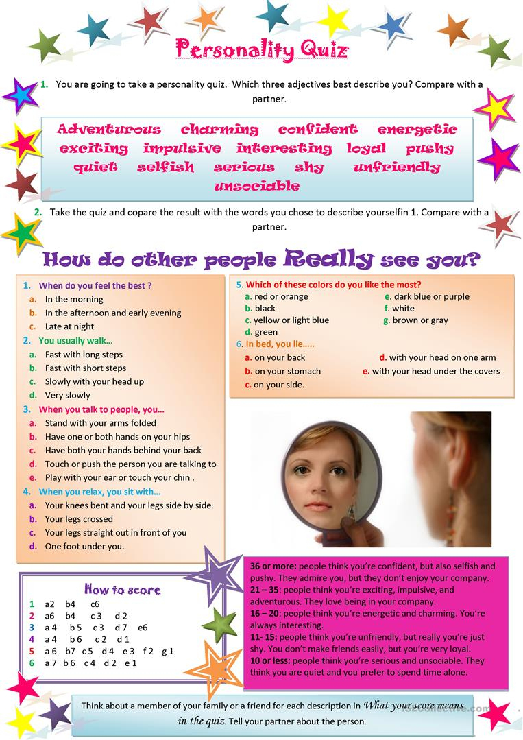 Personality Quiz Worksheet - Free Esl Printable Worksheets Made | Personality Quiz Printable Worksheet